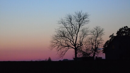 Sonnenuntergang mit der Silhuette