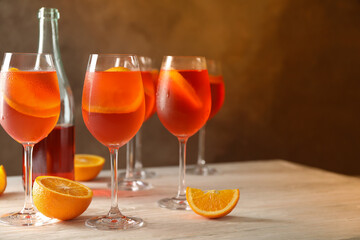 Composition with aperol spritz cocktail. Summer cocktail