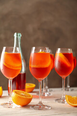 Composition with aperol spritz cocktail. Summer cocktail