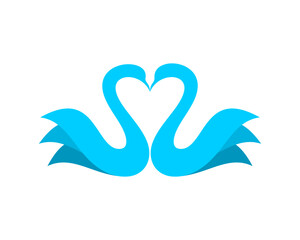 Abstract two swan form a love shape
