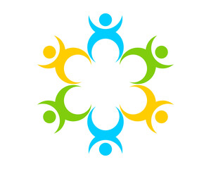 Flower shape with circular healthy people