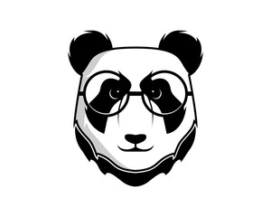 Smart panda with eyeglasses