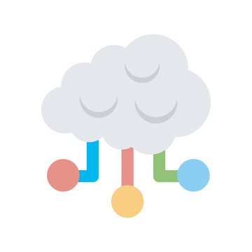 Distributed cloud computing storage icon illustration. Virtual database symbol.