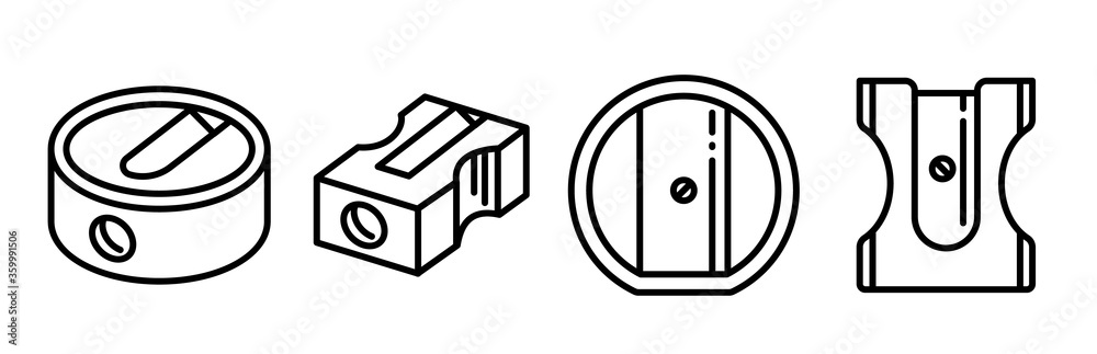 Poster sharpener icons set. outline set of sharpener vector icons for web design isolated on white backgrou