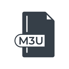 M3U File Format Icon. M3U extension filled icon.