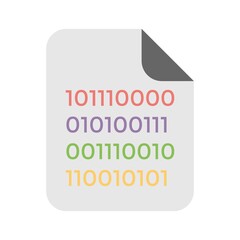 Binary file icon illustration in flat design style. Assembly code sign.