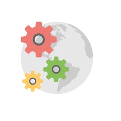 Global network settings icon illustration. Internet preferences sign.