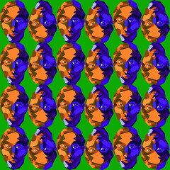 face girl pattern green background vector