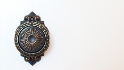 Vintage baroque door handle close-up on a white background