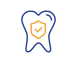 Dental insurance line icon. Oral medicine risk coverage sign. Teeth care symbol. Colorful thin line outline concept. Linear style dental insurance icon. Editable stroke. Vector
