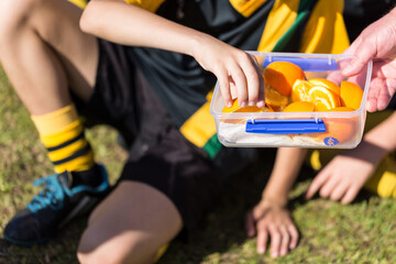 Oranges at half time of kids football game
