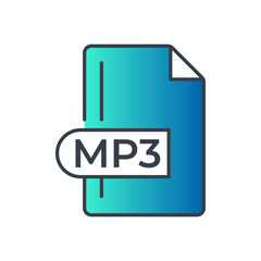 MP3 File Format Icon. MP3 extension gradiant icon.