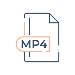 MP4 File Format Icon. MP4 extension line icon.