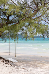 swing on the beach, saracen bay beach, koh rong samloem island, sihanoukville, Cambodia.