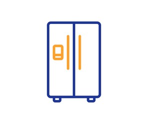Refrigerator with ice maker line icon. Fridge sign. Freezer storage symbol. Colorful thin line outline concept. Linear style refrigerator icon. Editable stroke. Vector