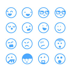 Simple emoticons from the outline. Different emotions. Vector Smileys.