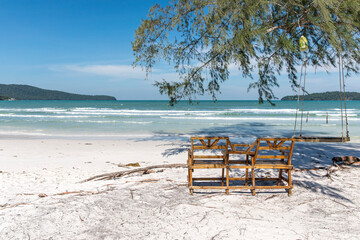 swing on the beach, saracen bay beach, koh rong samloem island, sihanoukville, Cambodia.