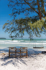 swing on the beach, saracen bay beach, koh rong samloem island, sihanoukville, Cambodia. © MuratTegmen
