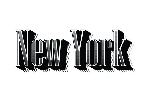 New York words in vintage text style. Vector image