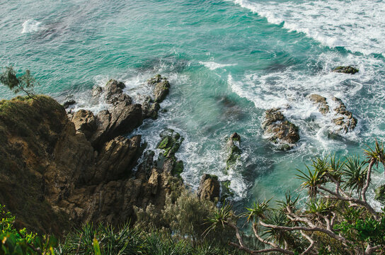 Waves at a cliff