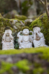Jizo Buddhist statues at Daisho-in Temple, Miyajima, Japan - Daishoin Temple is known as the temple with over 500 statues in many different shapes and sizes. Hidden wonder on Miyajima's Mount Misen.
