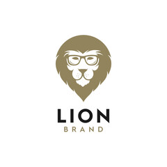 illustration logo vector graphic of lion's head with glasses, good for animal logo