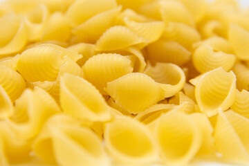 Traditional pasta isolated on a white background. Raw pasta before cooking.