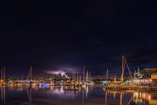 Lightning at Cullen Bay Marina, Darwin