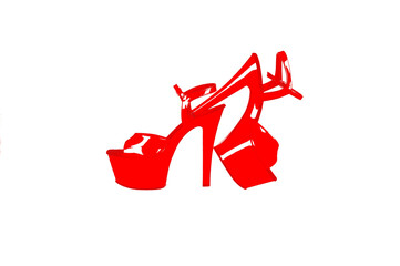 striptease shoes. High-heeled shoes. Strips of three for poldance, exotic, strip of plastic. strips for the store catalog. isolated shoes strips on white blackground.
