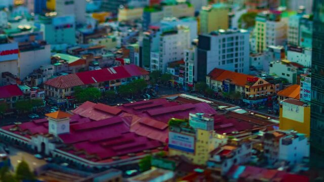 A timelapse of the miniature street at Ben Thanh market in Ho Chi Minh Vietnam tiltshift