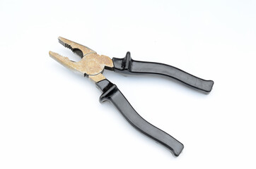 Black Flat-nose pliers isolated on white background