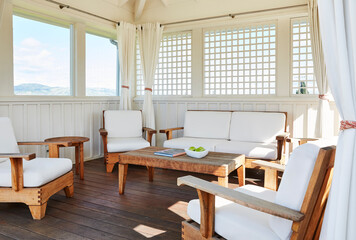 Private sun porch at a luxury resort