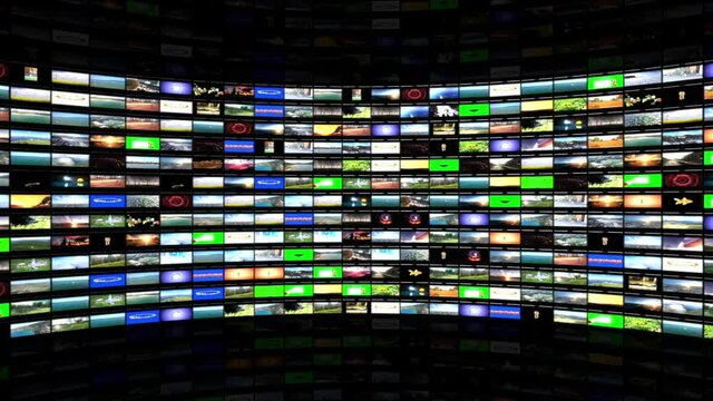 Multimedia TV Wall animation, seamless loop, Luma Matte attached