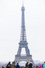 The famous Tour Eiffel in Paris in a cold winter day