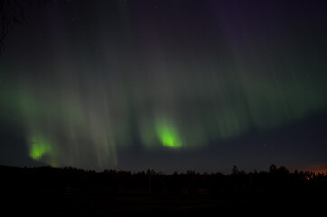 aurora borealis on arctic autumn night sky