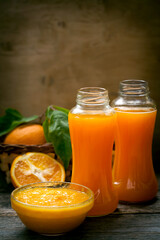 fresh organic smoothie and orange juice