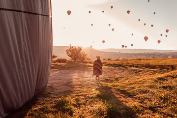 Hot air balloon rides in Cappadocia at sunrise