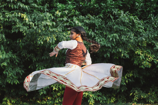 Sri Lankan Girl Dancing In Nature