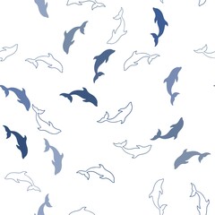 Dark Pink, Blue vector seamless background with dolphins. Decorative design in natural style with sea dolphins. Template for natural magazines.