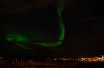 aurora borealis in the arctic circle in late autumn