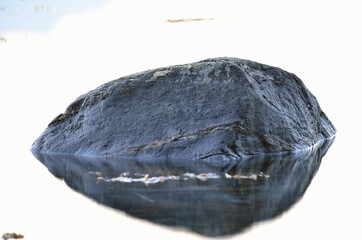 single stone in white dreamy fjord water