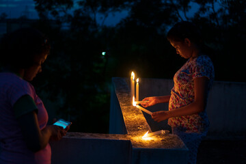 Teenage Girls enlightening candles