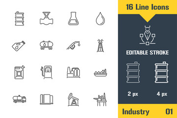 Oil Industry, Refinery, Mining. Thin line icon - Outline flat vector illustration. Editable stroke pictogram. Premium quality graphics concept for web, logo, branding, ui, ux design, infographics