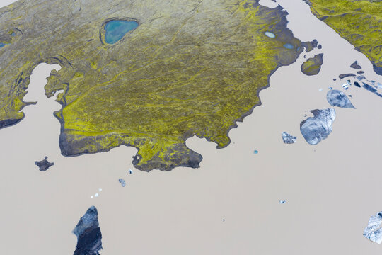 Aerial View of Fjalls&radic;&deg;rl&radic;&ge;n Glacier Lagoon