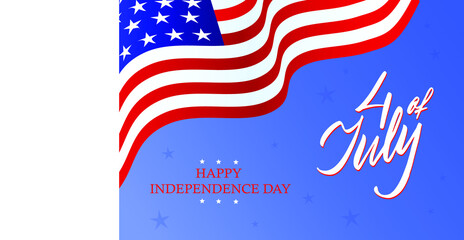 4th of july text, hand lettering, poster, modern calligraphy. Independence day	
