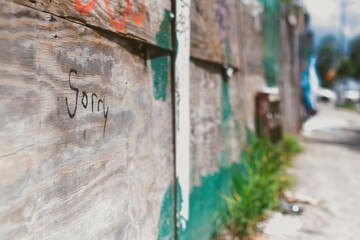 Sorry written on the wall