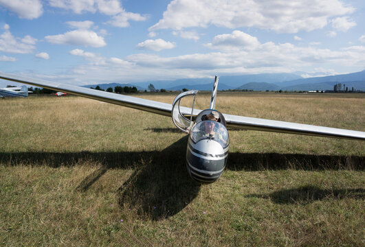 Man preparing to fly in glider