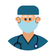 Face of Doctor in mask. Medical illustration