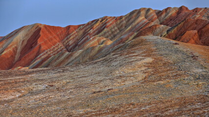 Seven-Color-Mountain landform from Colorful-Clouds Observation Deck. Zhangye Danxia-Qicai Scenic Spot-Gansu-China-0910