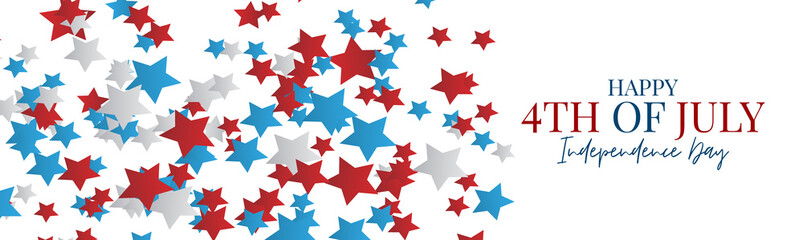 July 4th banner. USA Independence day holiday design. Simple lettering. Vector illustration.
